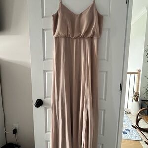 Bridesmaid Spaghetti Strap Maxi Dress in Blush